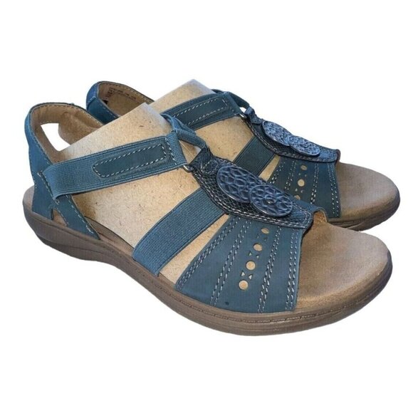 Earth Origins Women's Stella Sasha  Leather  Open Toe Sandals-Blue- 7.5 - Picture 1 of 7